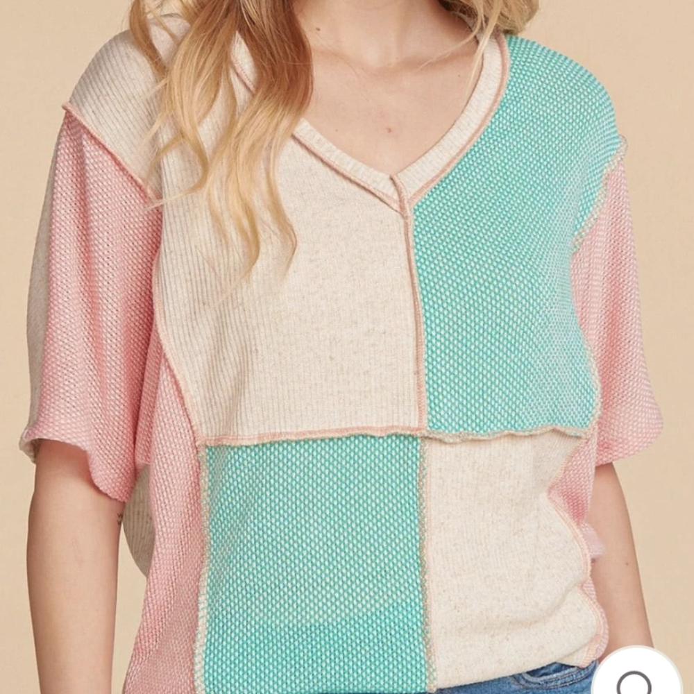 💜 New Cute Colorblock Top - Picture 3 of 5